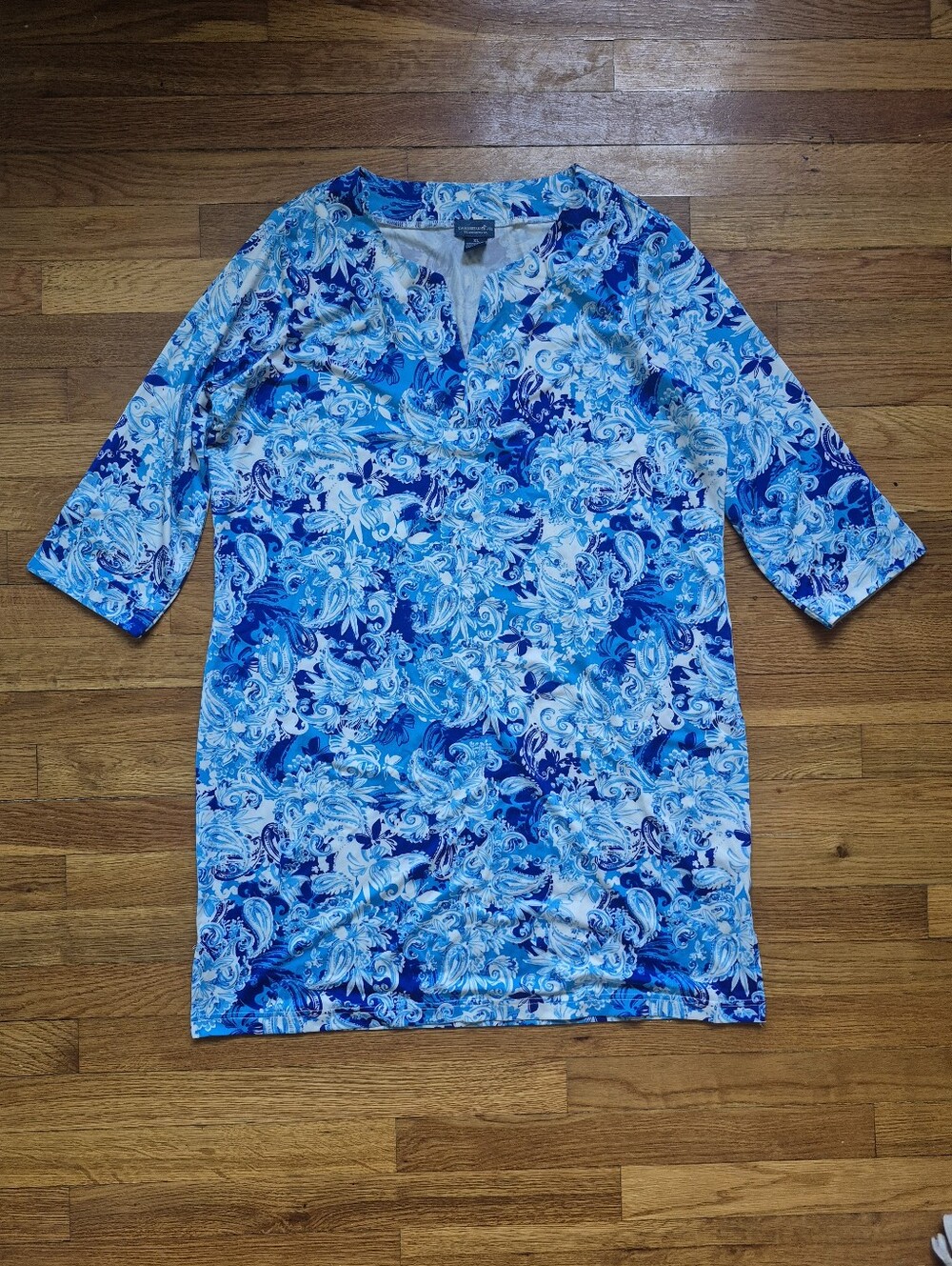 Caribbean Joe Blue Paisley Dress Top